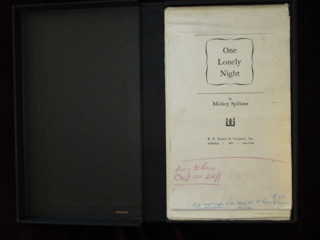 Item #0771 ONE LONELY NIGHT [Galley Proofs]. Mickey Spillane.