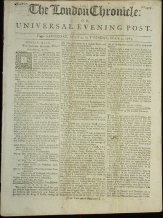 Item #07820 The London Chronicle or, Universal Evening Post. J. At the Bible Wilkie, Sold by