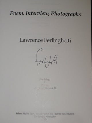 Item #0821 POEM, INTERVIEW, PHOTOGRAPHS. Lawrence FERLINGHETTI, SIGNED