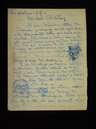 Autograph Letter Signed, in French, with 3 Caricature Drawings