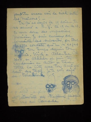 Autograph Letter Signed, in French, with 3 Caricature Drawings