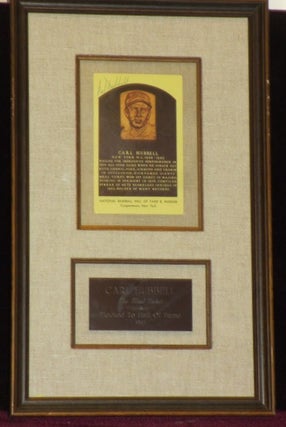 Item #08306 BASEBALL HALL OF FAME CARD SIGNED. Carl HUBBELL, SIGNED