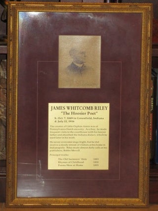 Item #08325 SIGNED AND INSCRIBED PHOTOGRAPH OF JAMES WHITCOMB RILEY. James Whitcomb Riley, SIGNED