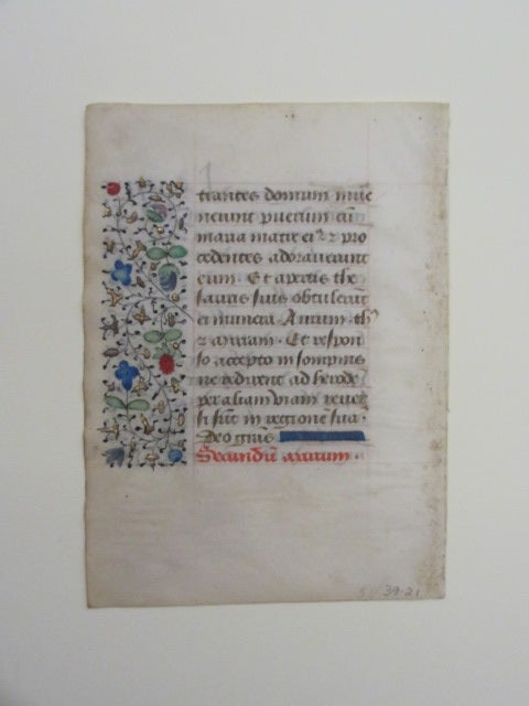 Item #08804 Illuminated Manuscript Leaf on Vellum, Book of Hours, France c 1450.