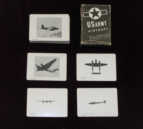 Item #08871 Army Aircraft Recognition Cards; U S Army Aircraft Self-Instruction Recognition Cards; WWII; Restricted. U. S. Navy Bureau of Aeronautics, Special Services Division.