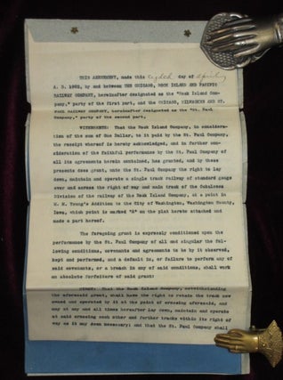 CHICAGO ROCK ISLAND AND PACIFIC RAILWAY WITH CHICAGO, MILWAUKEE AND ST. PAUL RAILWAY CO. AGREEMENT DATED APRIL 8TH 1902