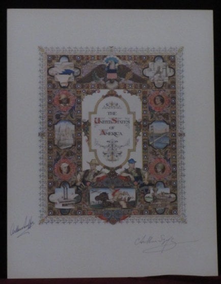 Item #08985 The United States of America [Visual History of Nations series] Signed Lithograph. Arthur Szyk.