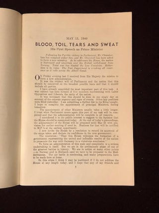 Their Finest Hour. Speeches, Broadcasts and Messages of Rt. Hon. Winston Churchill Since he Became Prime Minister