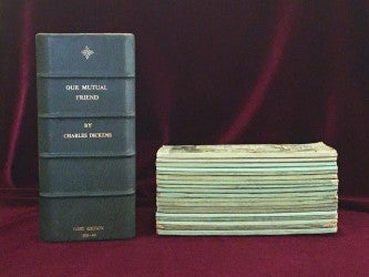 Item #09571 Our Mutual Friend (In the Original Monthly Parts and with an Autograph Note By Thomas Hatton Laid Into Part 12: FIRST ISSUE of the Wrappers and FIRST ISSUE of the text). Charles Dickens.
