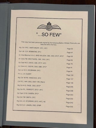 So Few. A Folio Dedicated to All Who Fought and Won the Battle of Britain, 10th July - 31st October 1940