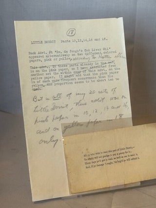 Little Dorrit (20 Parts in 19) With Autograph Notes By Dickens Bibliographer Thomas Hatton, Laid in.
