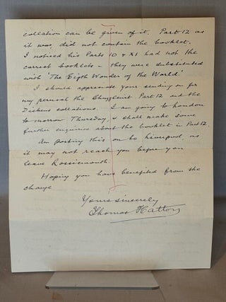 THE LIFE AND ADVENTURES OF MARTIN CHUZZLEWIT (ANNOTATED By Bibliographer Thomas Hatton and with a Two Page Autograph Letter. Concerning the Dexter Copy of Martin Chuzzlewit)