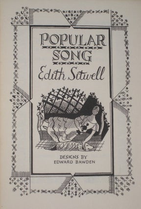 Item #3319 POPULAR SONG. Edith Sitwell, SIGNED