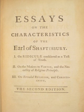 Essays on the Characteristics of the Earl of Shaftesbury
