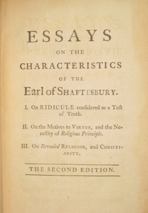 Essays on the Characteristics of the Earl of Shaftesbury