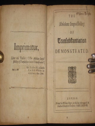 Item #6640 The Absolute Impossibility of Transubstantiation Demonstrated. Samuel Johnson
