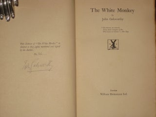Item #6795 The White Monkey. Galsworthy John, SIGNED