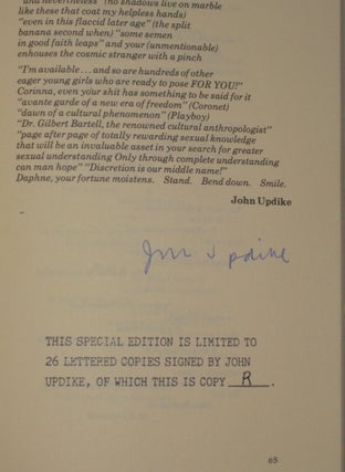 Cunts. In the New York Quarterly, Summer 1973, Number 15 - Signed Limited Edition