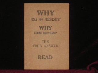 Item #7393 Why Pray for Prosperity? Why Famine Threatened? The True Answer. Read. Judge Rutherford