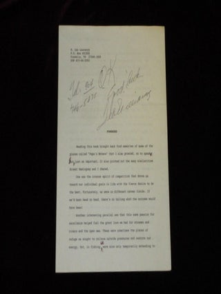 Prowling Papa's Waters, A Hemingway Odyssey. With Signed Typescript of the Forward By Ted Williams