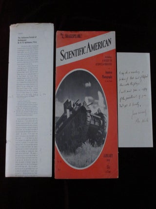 Item #7566 The Ashbourne Portrait of Shakespeare; Long Galley Proofs, for Connoisseur Magazine,...